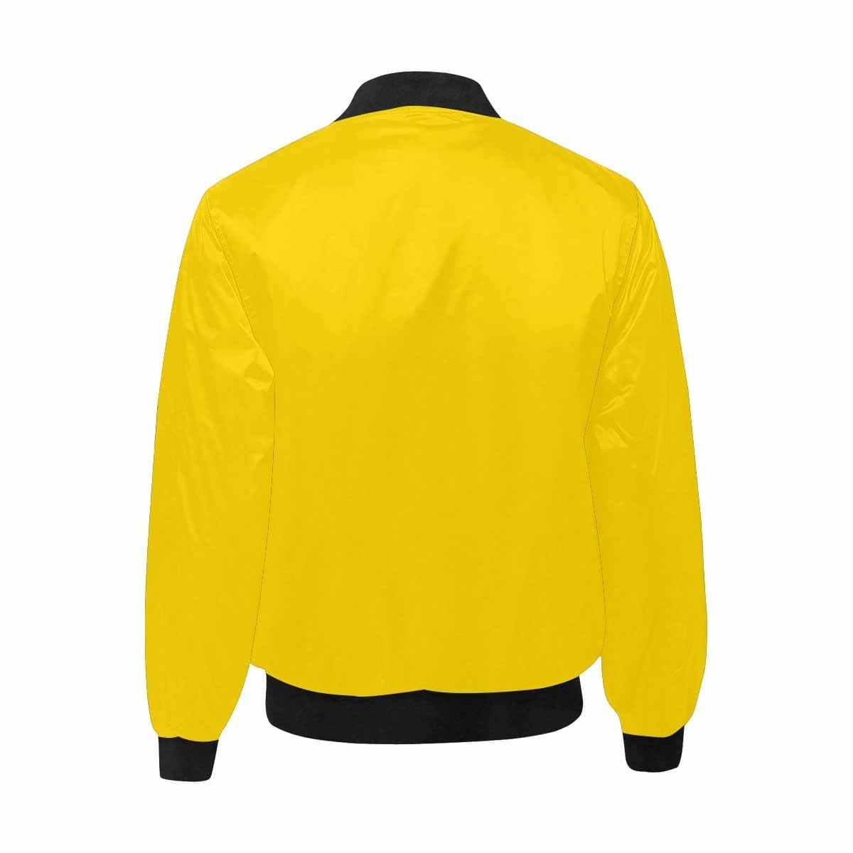 Men's Gold Yellow and Black Bomber Jacket featuring a quilted lining and personalized print design.