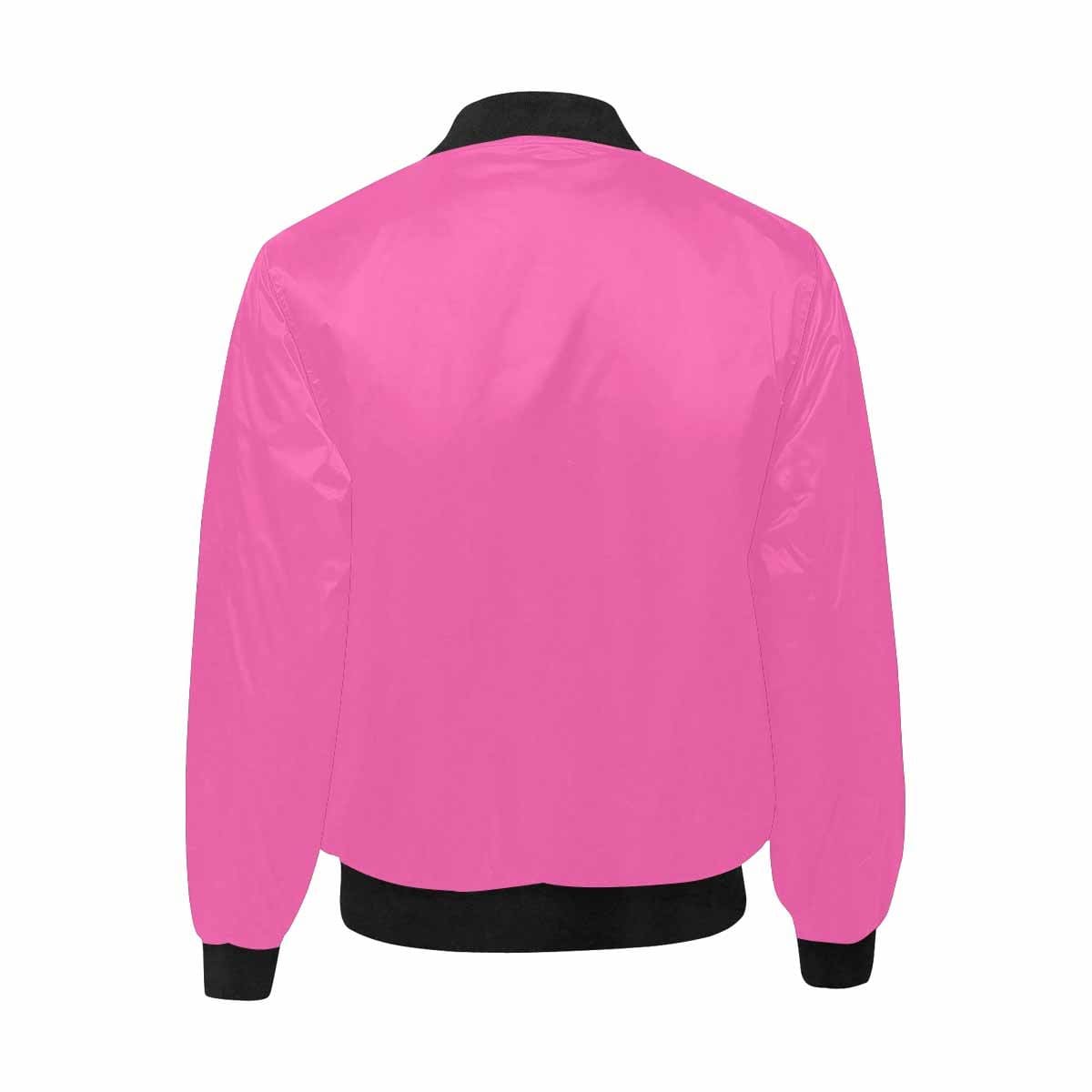 Men's Hot Pink and Black Bomber Jacket featuring a quilted lining and stylish design with zipper and pouch pockets.