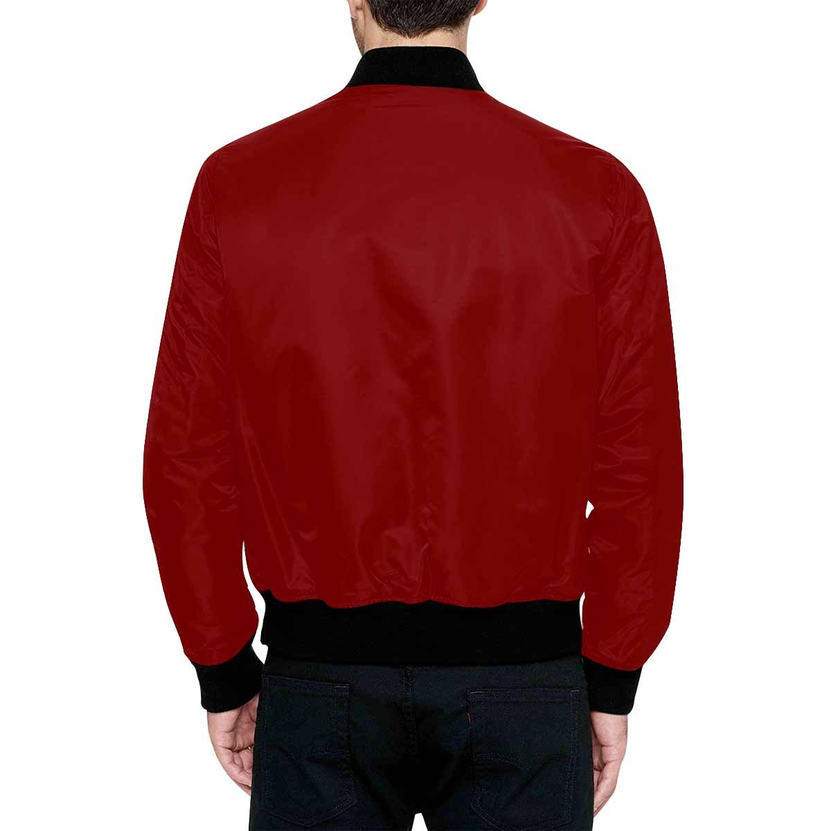 Men's Maroon Red and Black Bomber Jacket featuring quilted lining and stylish design.