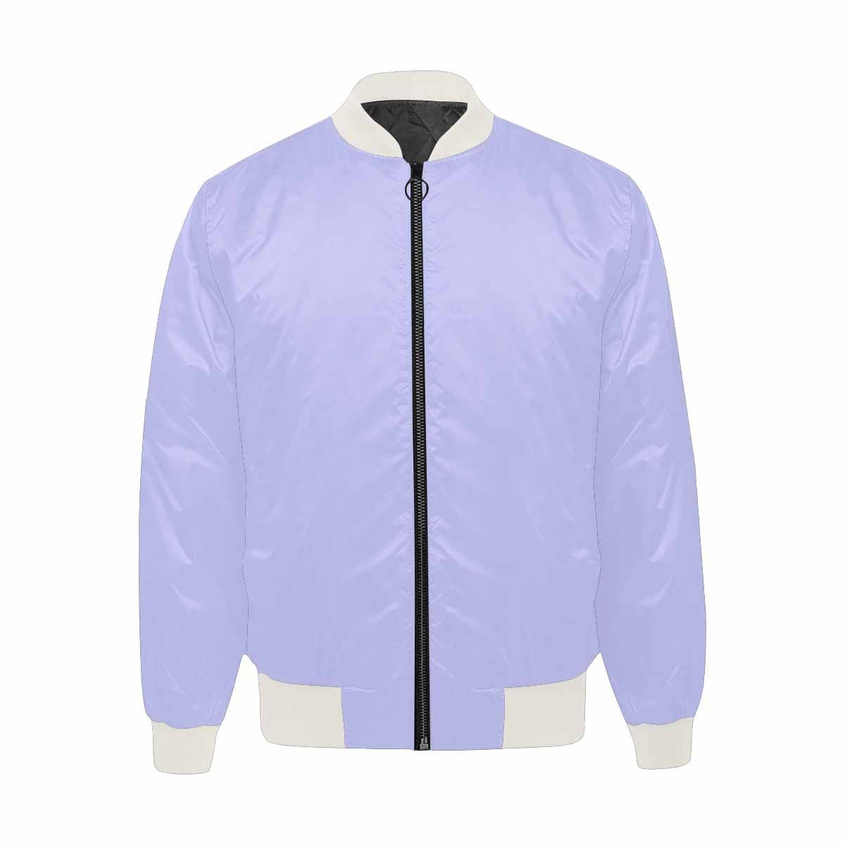 Mens Periwinkle Purple Bomber Jacket featuring quilted lining and classic zipper design.