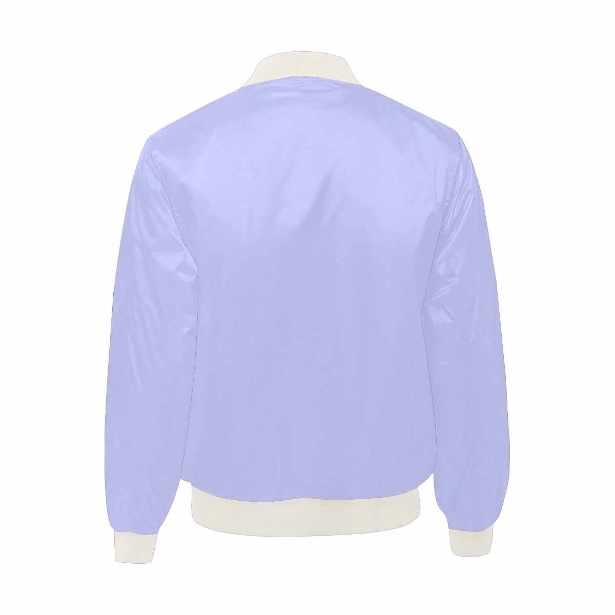 Mens Periwinkle Purple Bomber Jacket featuring quilted lining and classic zipper design.