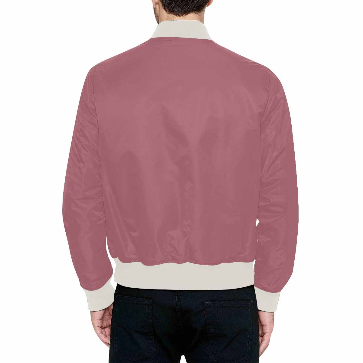 Men's Rose Gold Red Bomber Jacket with quilted lining and stylish design.