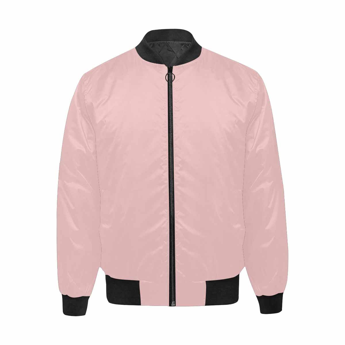 Men's Rose Quartz Red and Black Bomber Jacket featuring a stylish all-over print and classic zipper design.