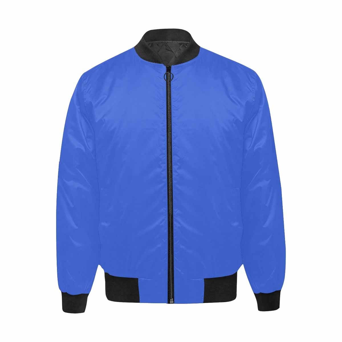 Men's Royal Blue and Black Bomber Jacket featuring a quilted lining and stylish all-over print design.