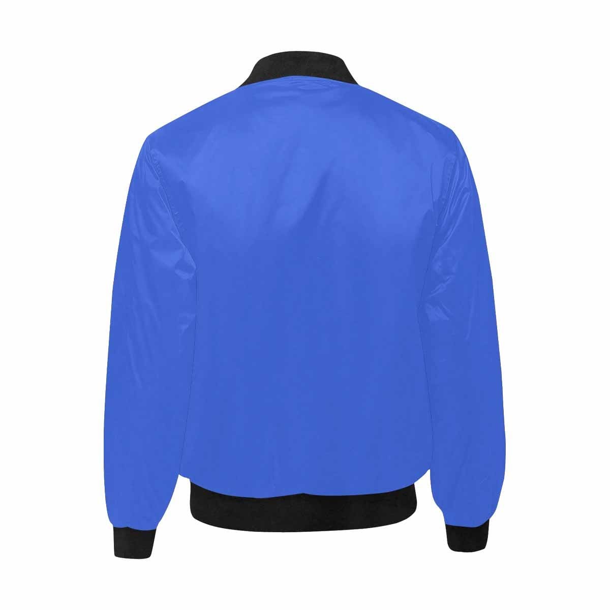 Men's Royal Blue and Black Bomber Jacket featuring a quilted lining and stylish all-over print design.