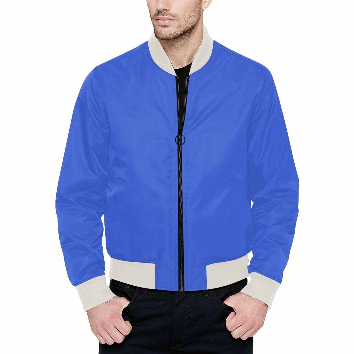 Men's Royal Blue Bomber Jacket featuring quilted lining and stylish design with zipper closure and pouch pockets.