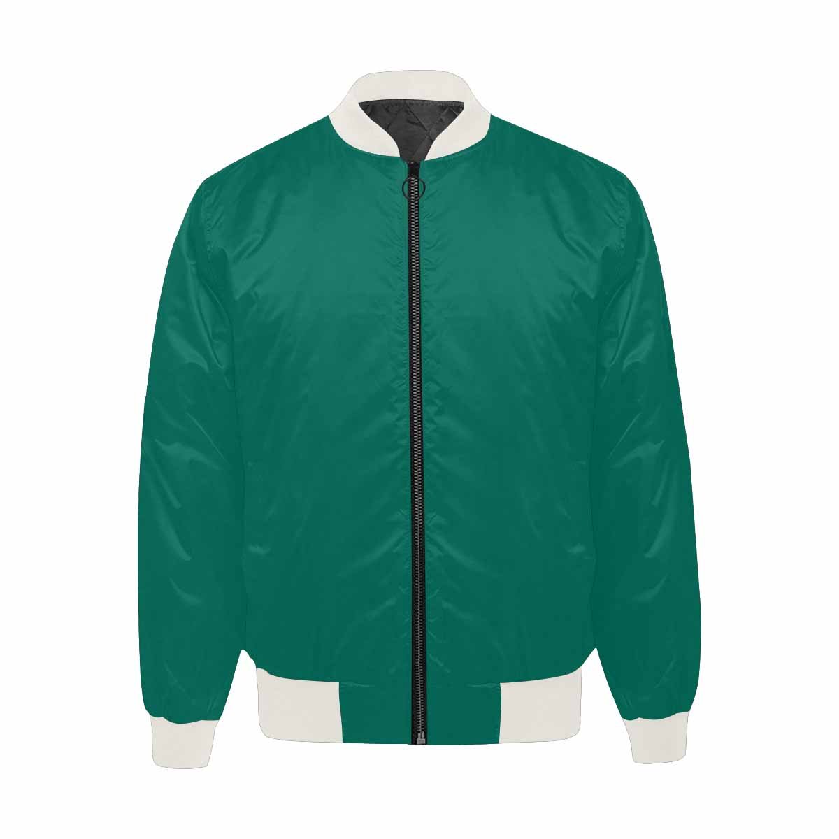 Teal Green Bomber Jacket for men with quilted lining and stylish design, featuring a classic zipper and pouch pockets.