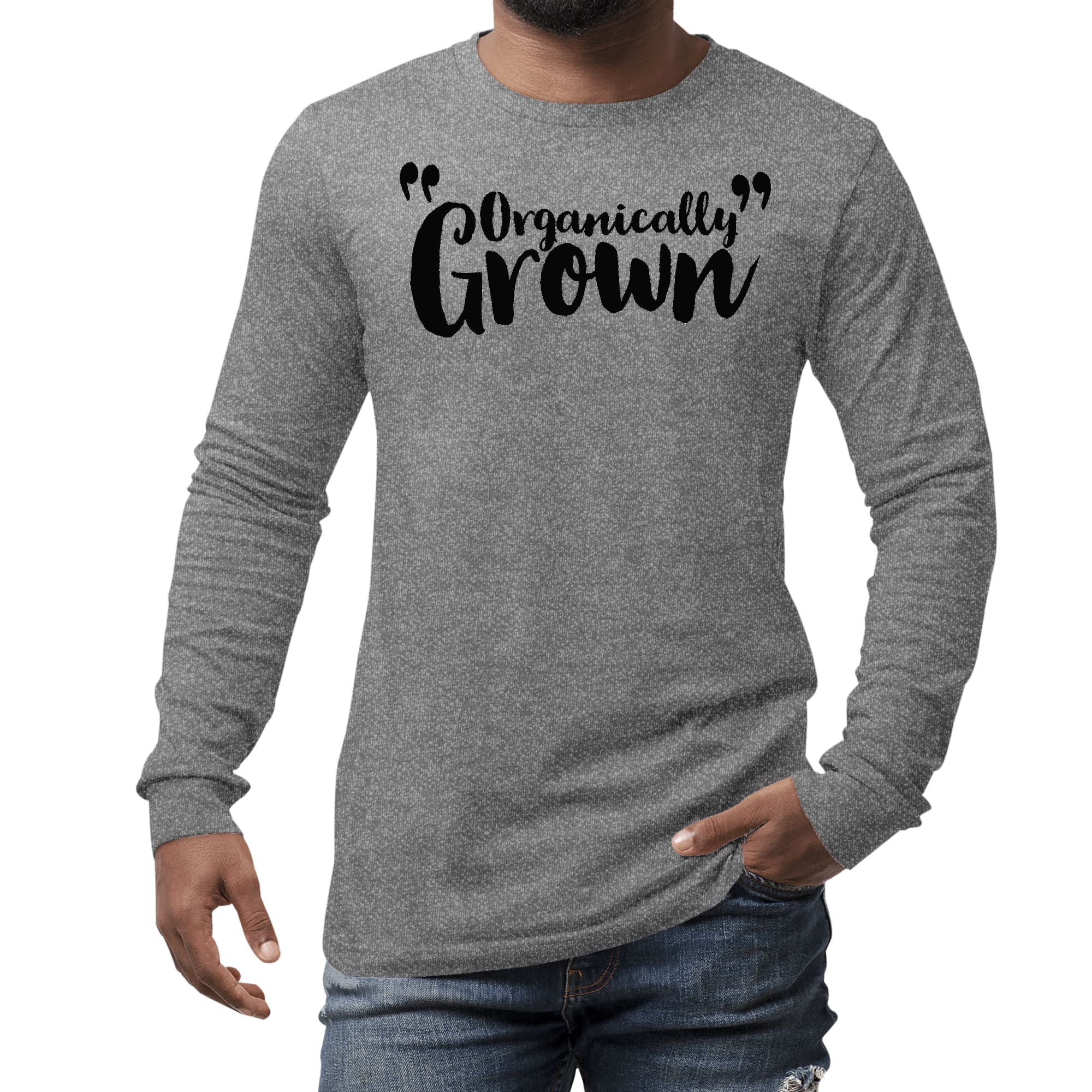 Mens Long Sleeve Graphic T-shirt in black, featuring an inspirational affirmation design, made from soft preshrunk cotton.