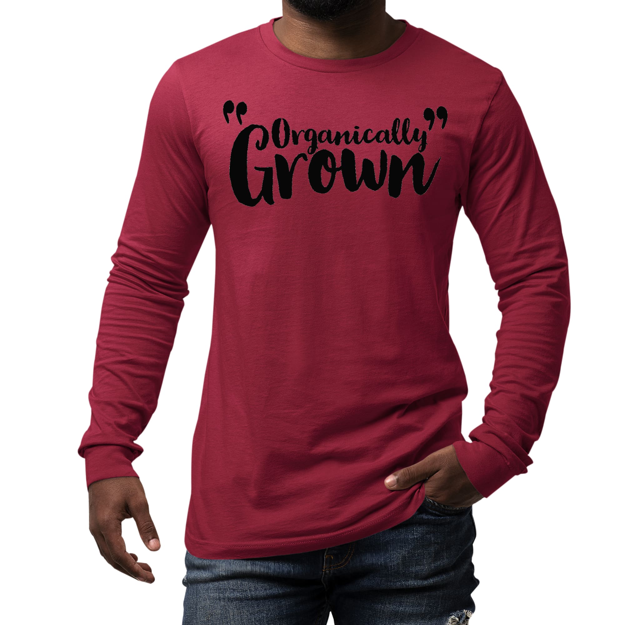 Mens Long Sleeve Graphic T-shirt in black, featuring an inspirational affirmation design, made from soft preshrunk cotton.