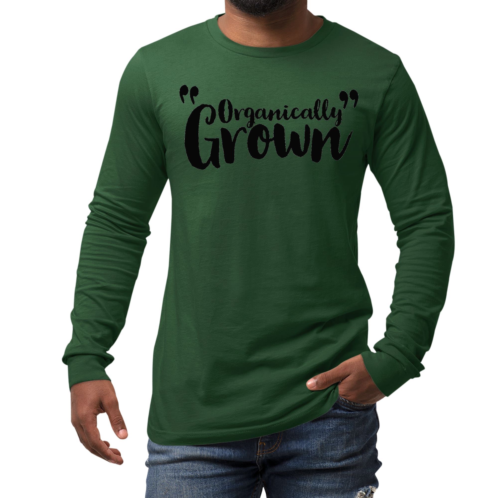 Mens Long Sleeve Graphic T-shirt in black, featuring an inspirational affirmation design, made from soft preshrunk cotton.