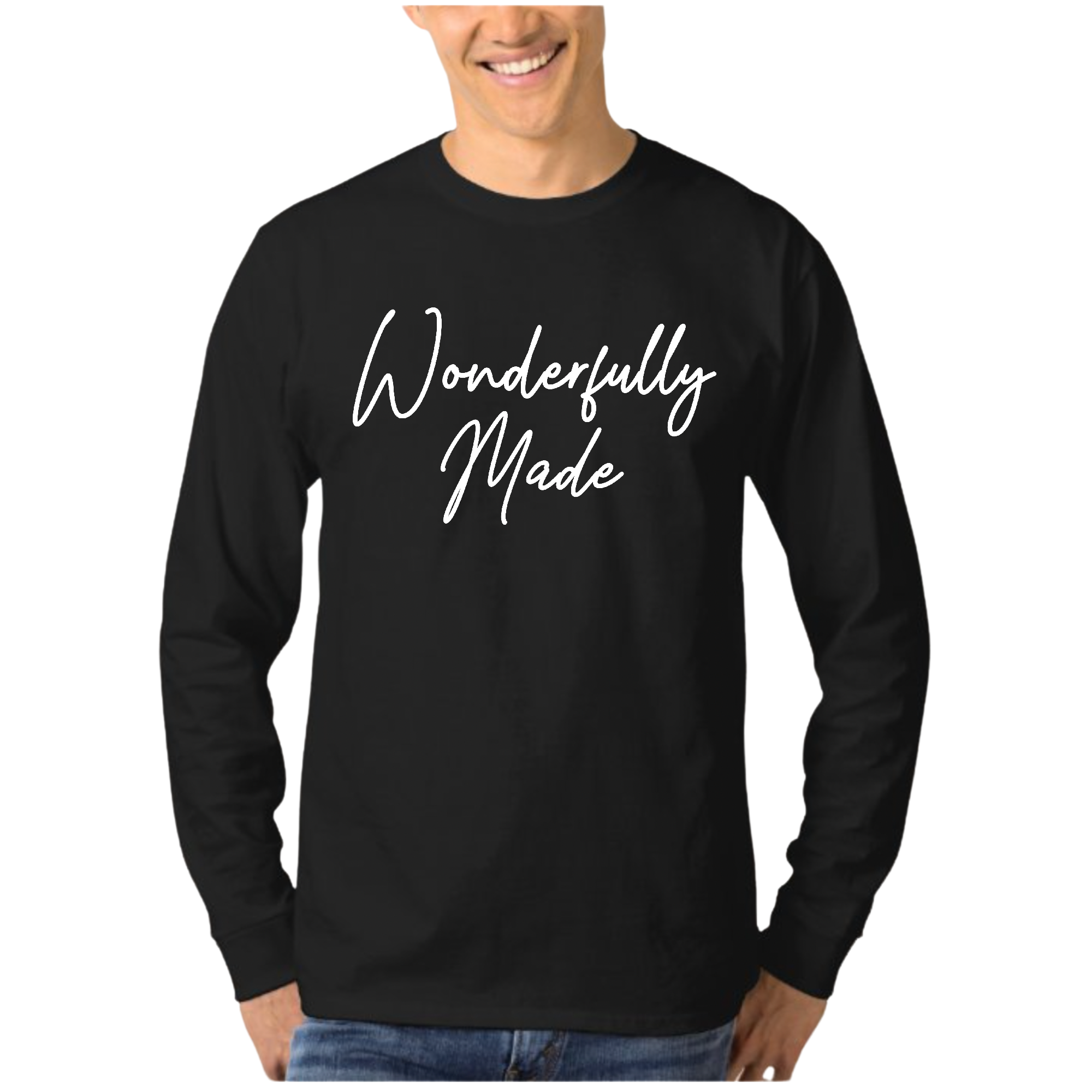 Men's Long Sleeve Graphic T-shirt in soft cotton, featuring a stylish graphic design, available in various sizes.