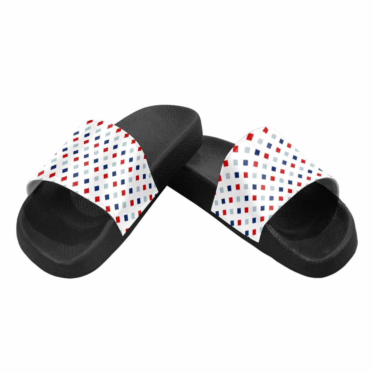 A pair of stylish men's slide sandals featuring durable PVC straps and a comfortable footbed, perfect for casual wear.