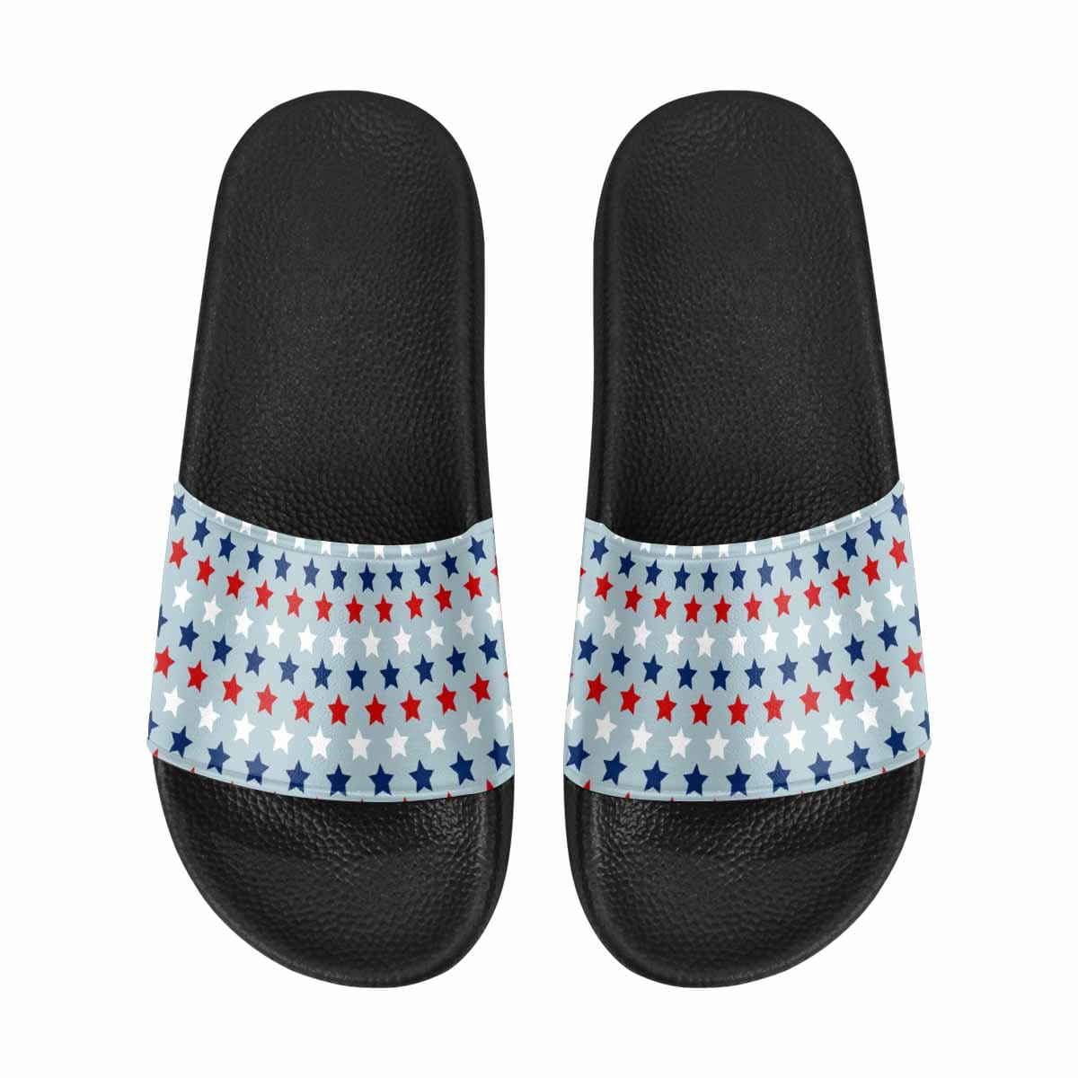 A pair of stylish men's slide sandals featuring durable PVC straps and a comfortable footbed, perfect for casual wear.