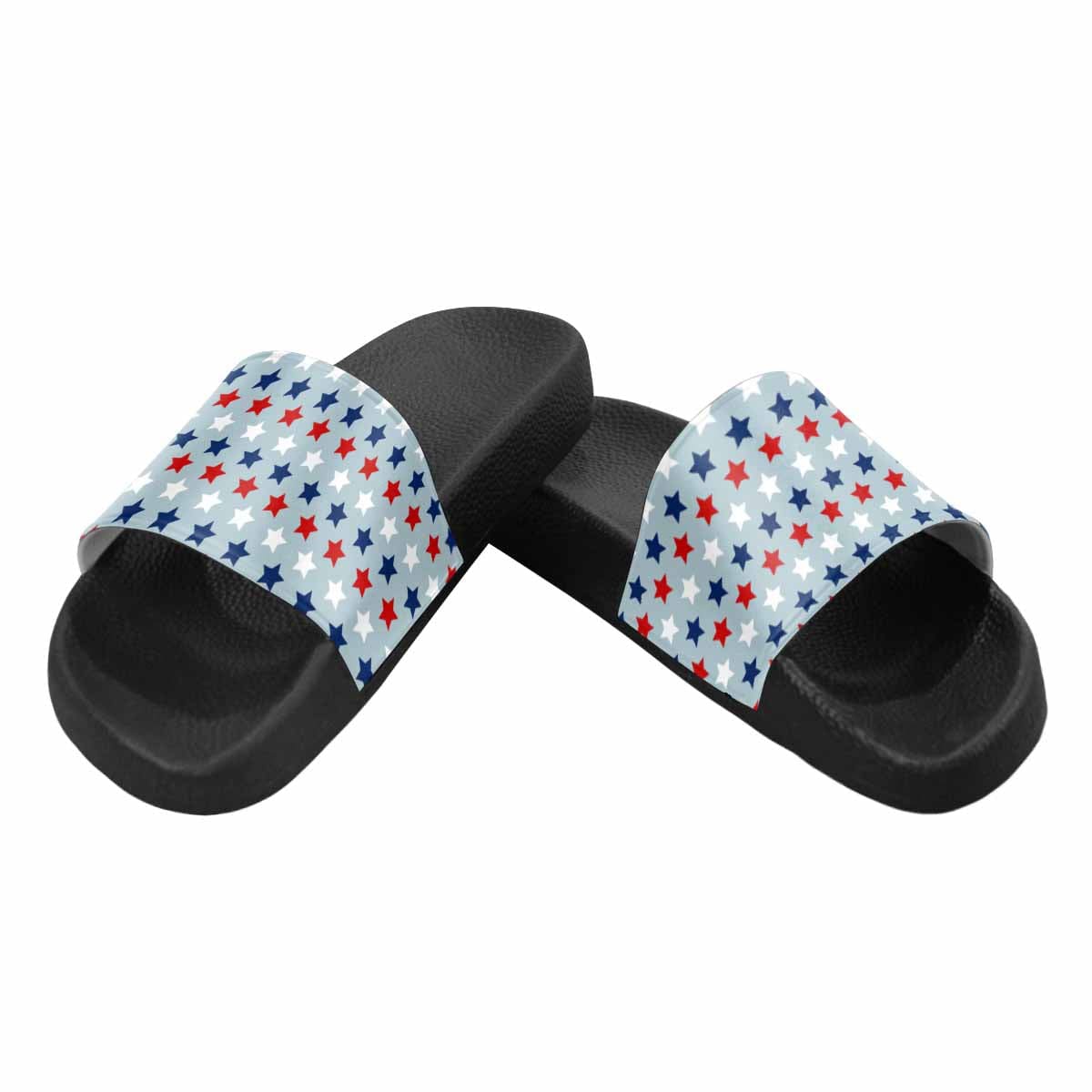 A pair of stylish men's slide sandals featuring durable PVC straps and a comfortable footbed, perfect for casual wear.