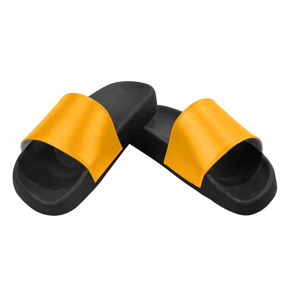 Bright orange men's slide sandals with PVC straps and sole, perfect for casual wear.