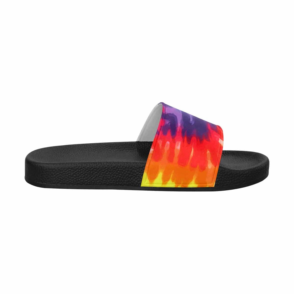 Men's Slide Sandals featuring a colorful Peace & Love tie-dye design, perfect for casual wear.