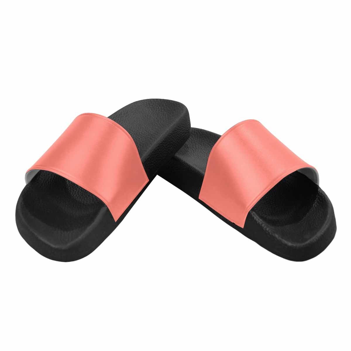 Men's Slide Sandals in Salmon Red, featuring soft material and durable PVC straps, perfect for casual wear.