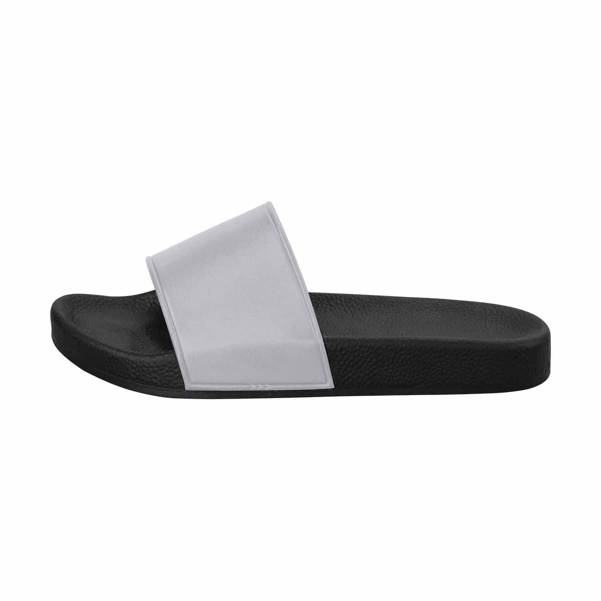 Men's slide sandals in slate gray with soft PVC straps and durable sole, perfect for casual wear.