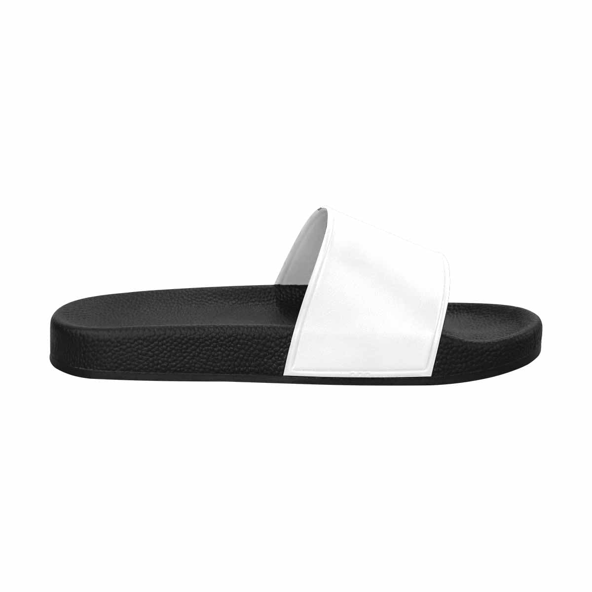 Men's white slide sandals featuring lightweight PVC straps and sole, designed for comfort and easy slip-on wear.