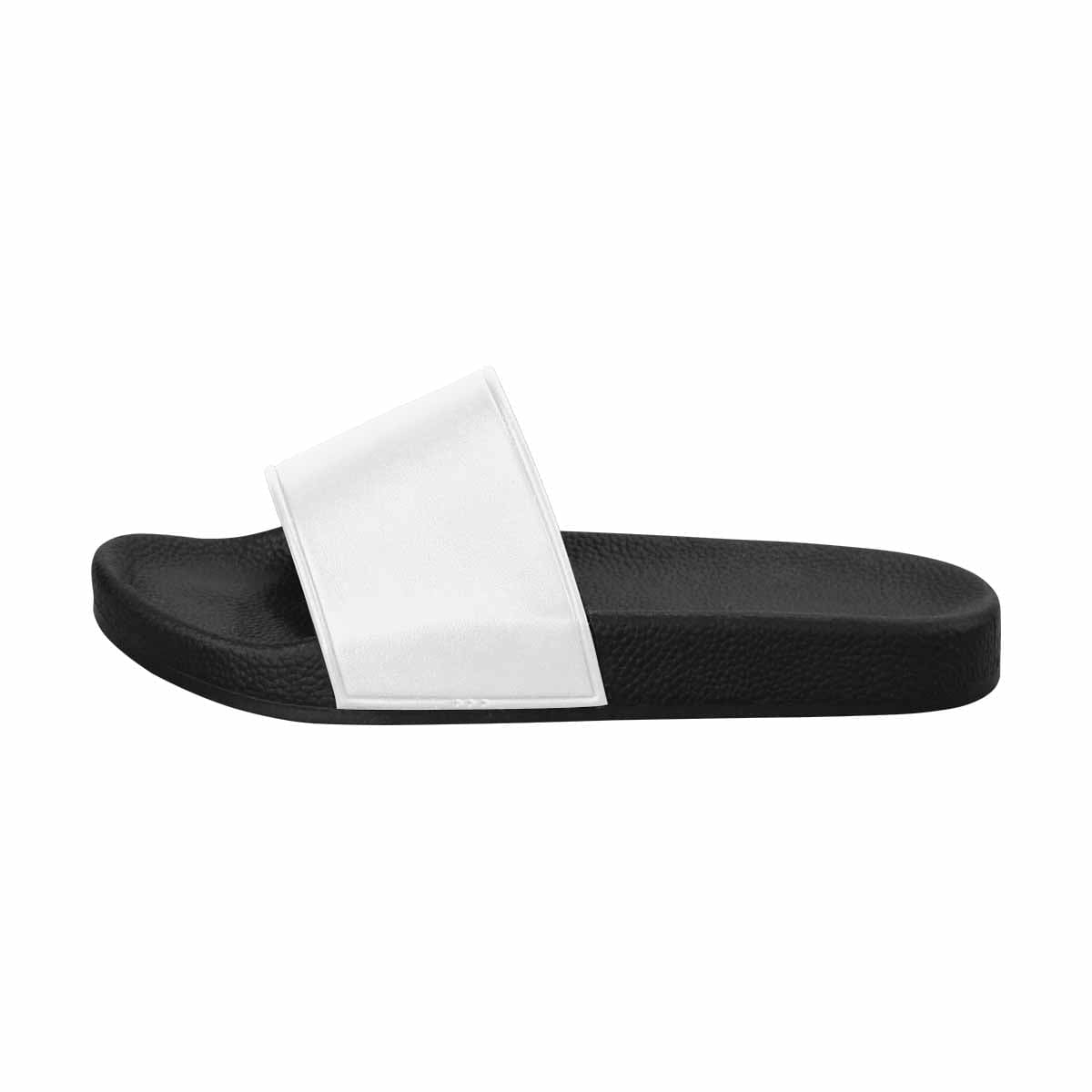 Men's white slide sandals featuring lightweight PVC straps and sole, designed for comfort and easy slip-on wear.