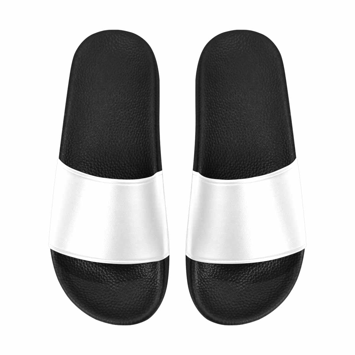 Men's white slide sandals featuring lightweight PVC straps and sole, designed for comfort and easy slip-on wear.