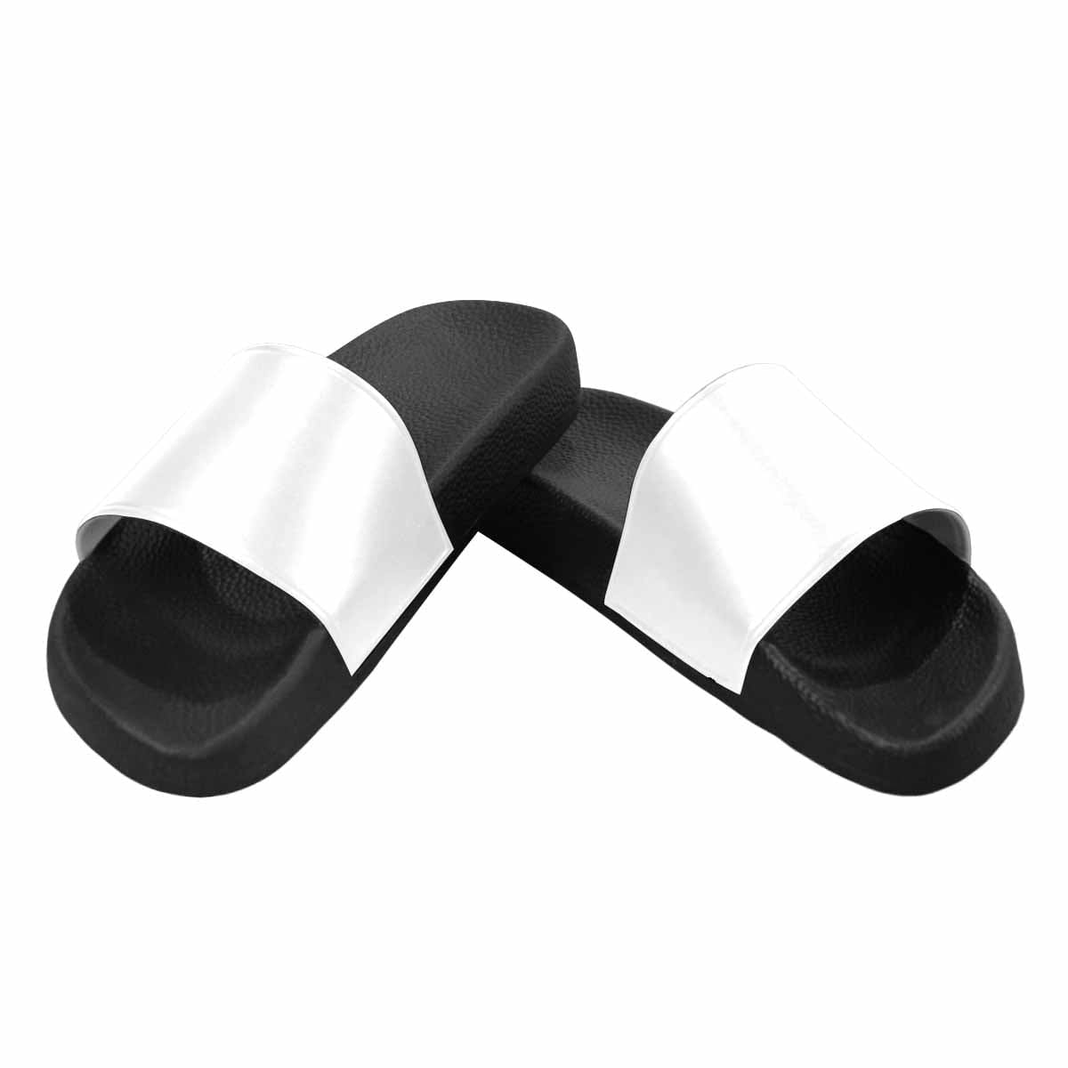 Men's white slide sandals featuring lightweight PVC straps and sole, designed for comfort and easy slip-on wear.