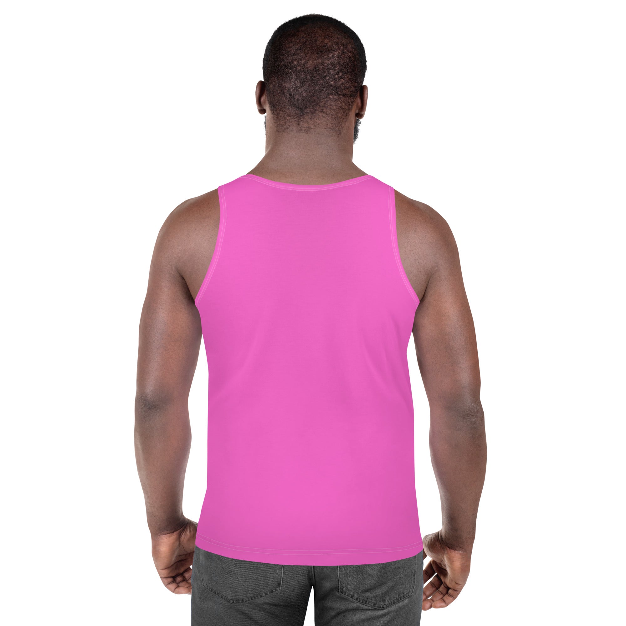 Men's Stretch Fit Tank Top in soft polyester blend, showcasing a relaxed fit and stretchy material, ideal for workouts and casual wear.