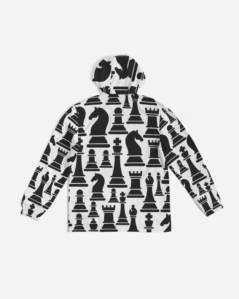 Men's Windbreaker Jacket featuring a stylish chess print, designed for windy and rainy weather with a lightweight and water-resistant fabric.