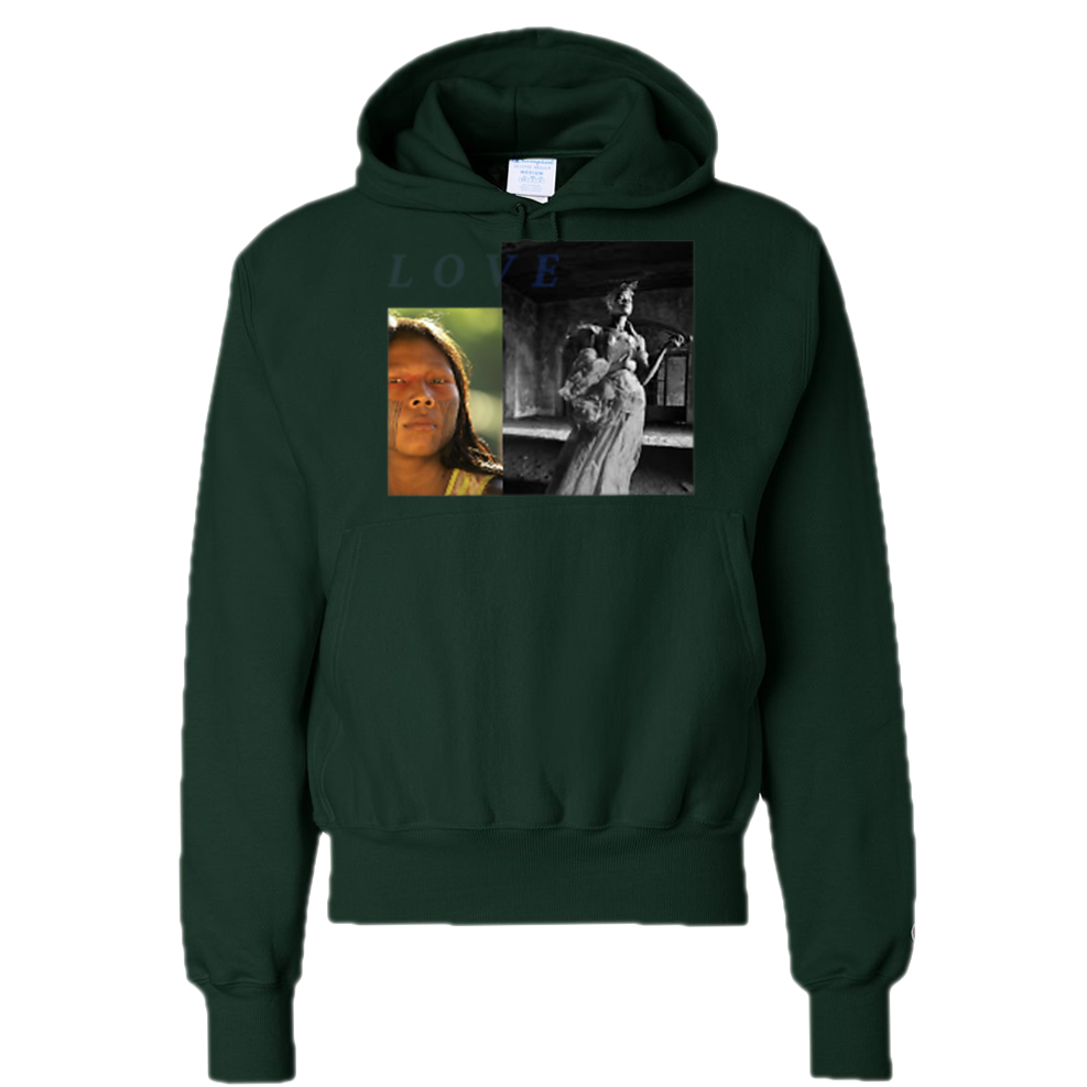 A cozy MESZ Forest Green Hoodie Sweater featuring a stylish graphic message, perfect for casual wear.