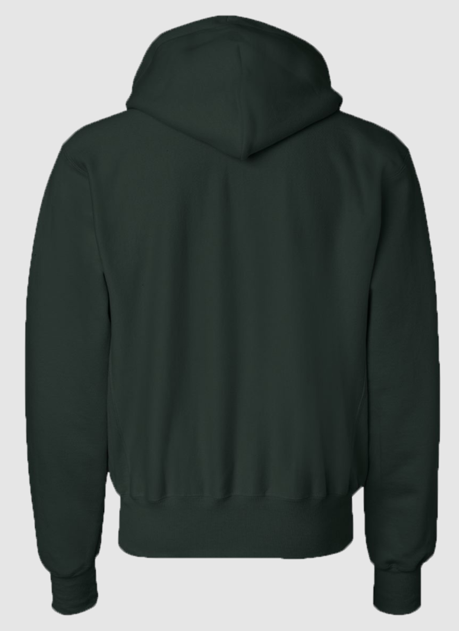 A cozy MESZ Forest Green Hoodie Sweater featuring a stylish graphic message, perfect for casual wear.