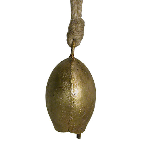 Handmade Metal Bells crafted from recycled scrap metals, showcasing intricate designs and rustic finish.