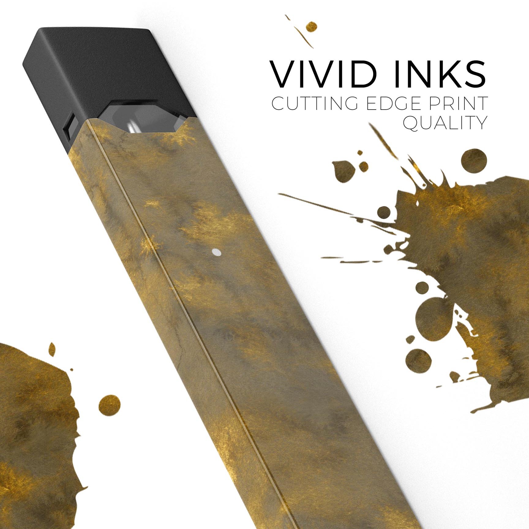 Micro Dark Gold Stained skin-wrap sticker for JUUL vaping device, showcasing its elegant design and precision cut.