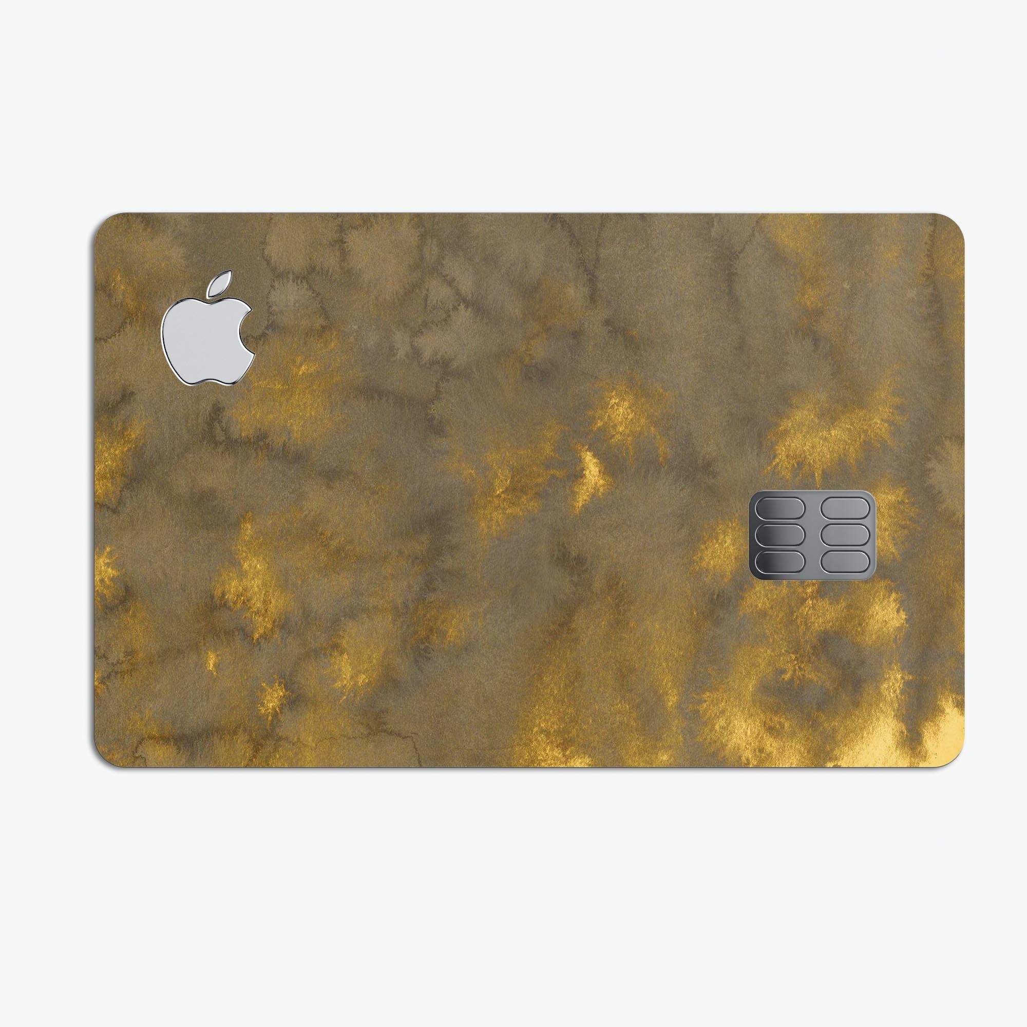 Micro Dark Gold Stained Premium Protective Decal Skin-Kit for Apple Card, showcasing its elegant design and high-quality finish.