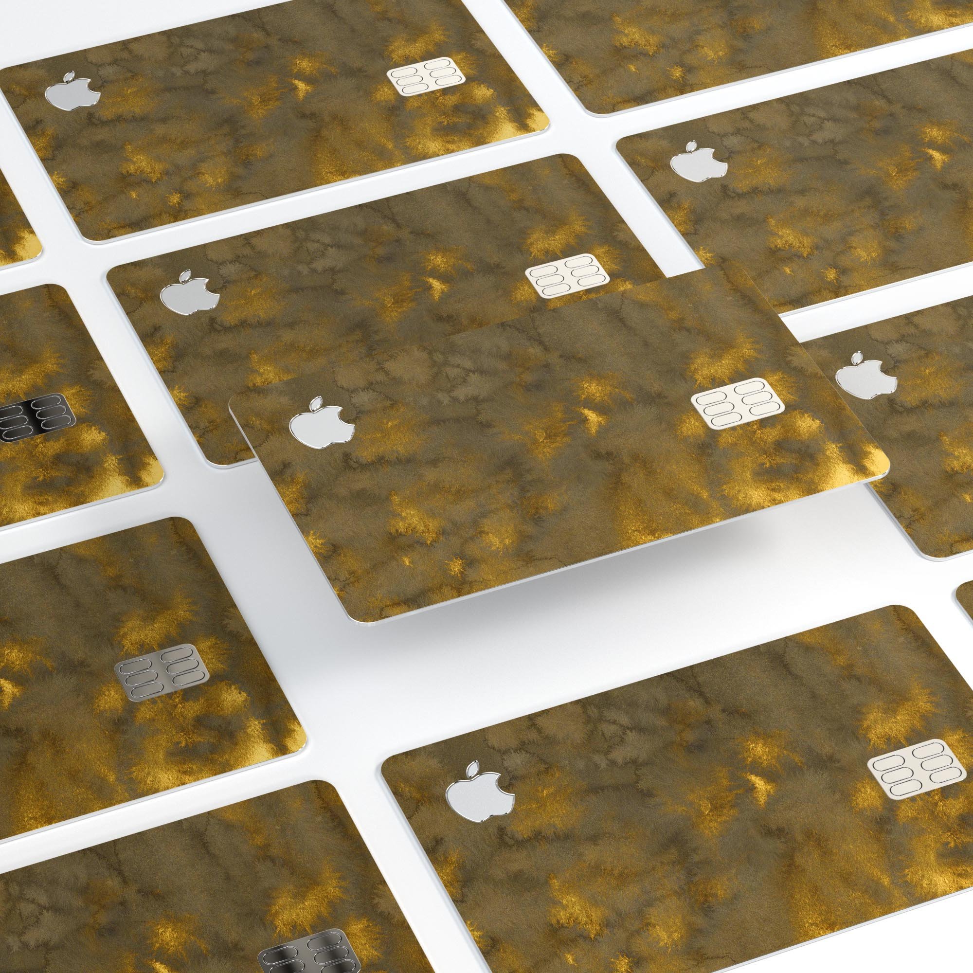 Micro Dark Gold Stained Premium Protective Decal Skin-Kit for Apple Card, showcasing its elegant design and high-quality finish.