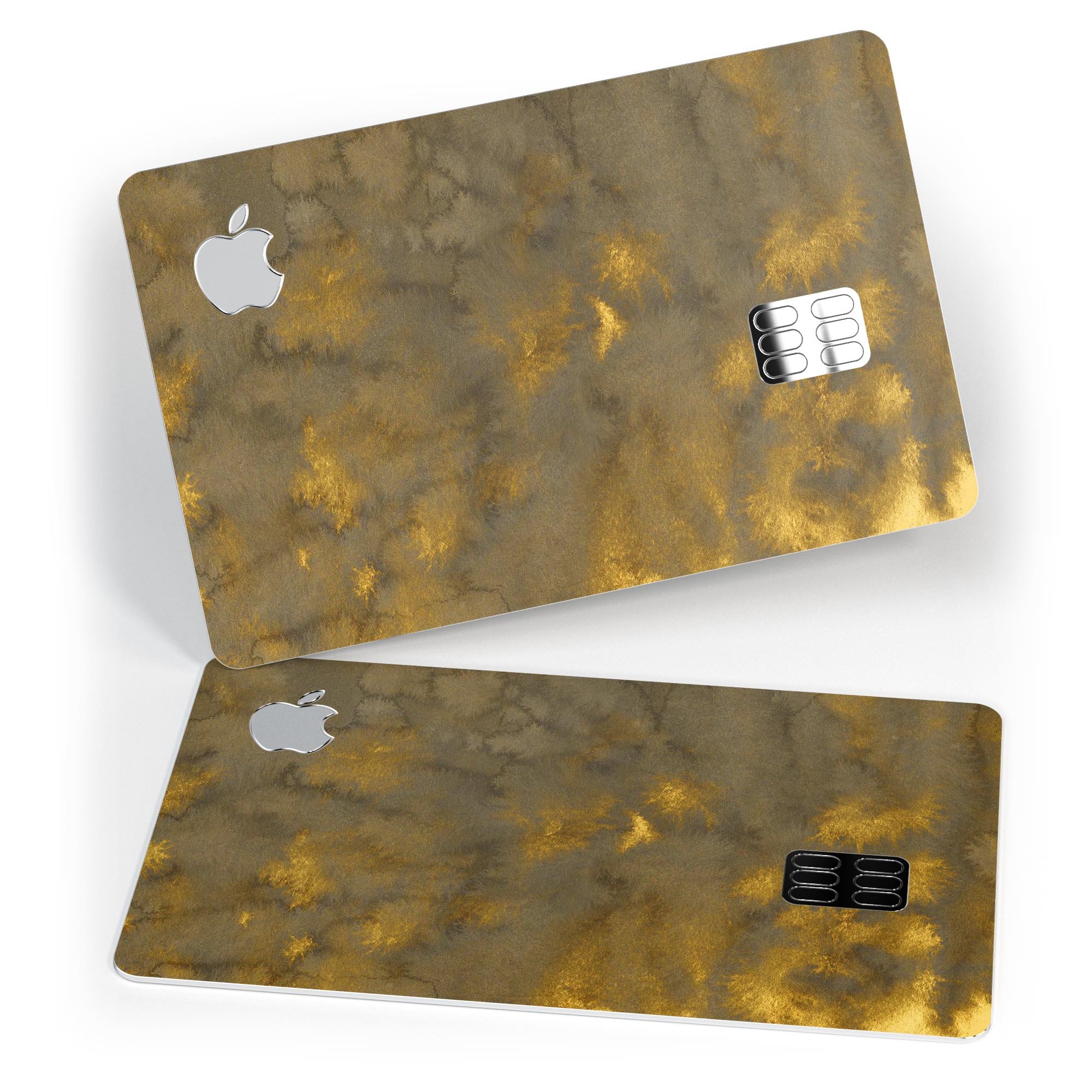 Micro Dark Gold Stained Premium Protective Decal Skin-Kit for Apple Card, showcasing its elegant design and high-quality finish.