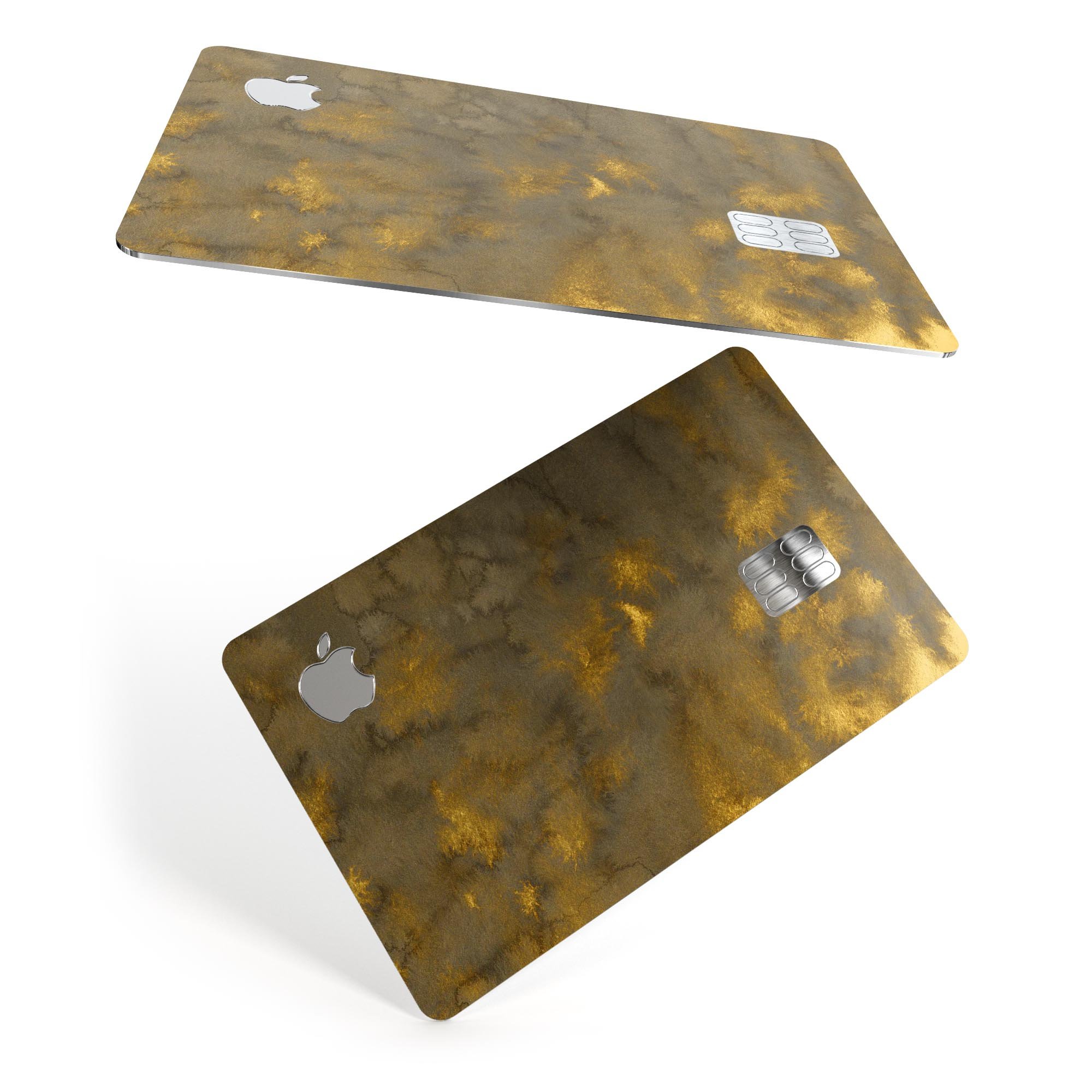 Micro Dark Gold Stained Premium Protective Decal Skin-Kit for Apple Card, showcasing its elegant design and high-quality finish.