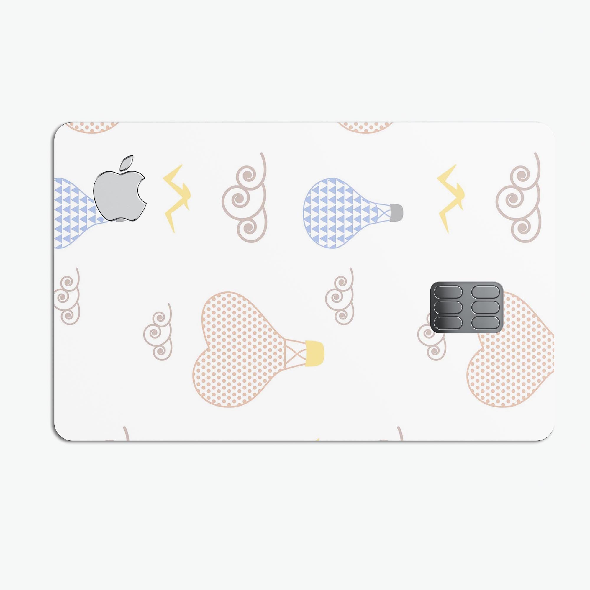 Micro Dot Hot Air Balloon Sketch decal skin for Apple Card, showcasing a colorful balloon design on a premium vinyl material.