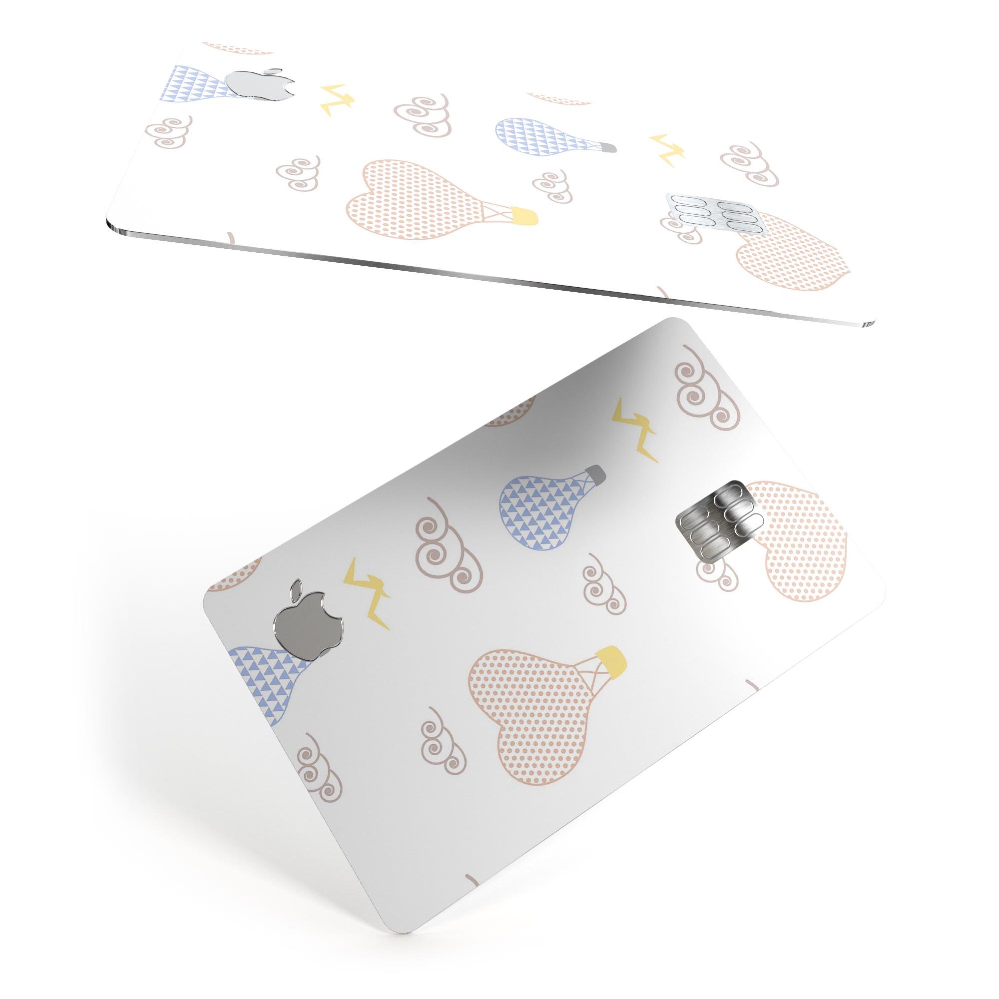 Micro Dot Hot Air Balloon Sketch decal skin for Apple Card, showcasing a colorful balloon design on a premium vinyl material.