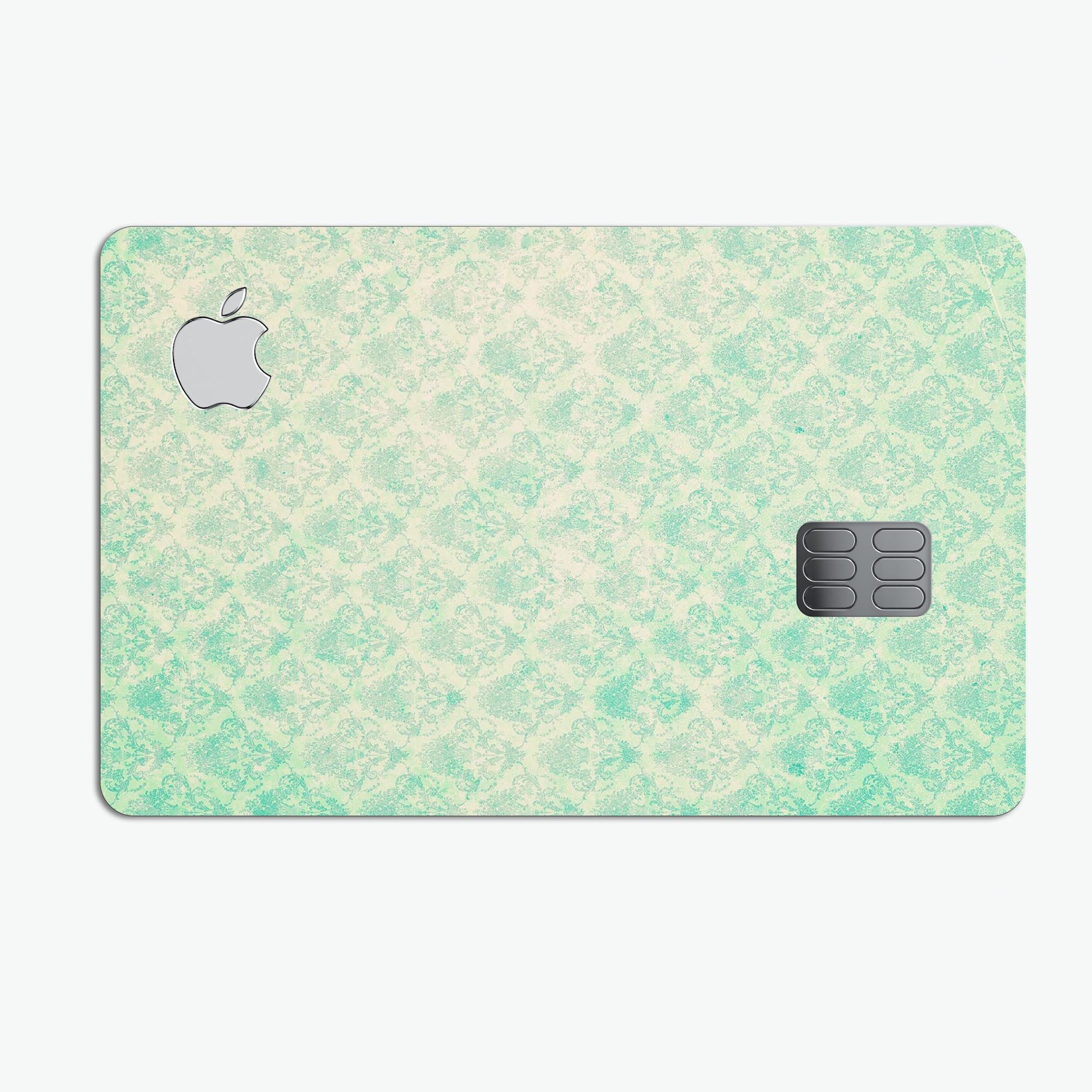 Micro Faded Teal Rococo Pattern skin for Apple Card, showcasing its elegant design and premium quality.