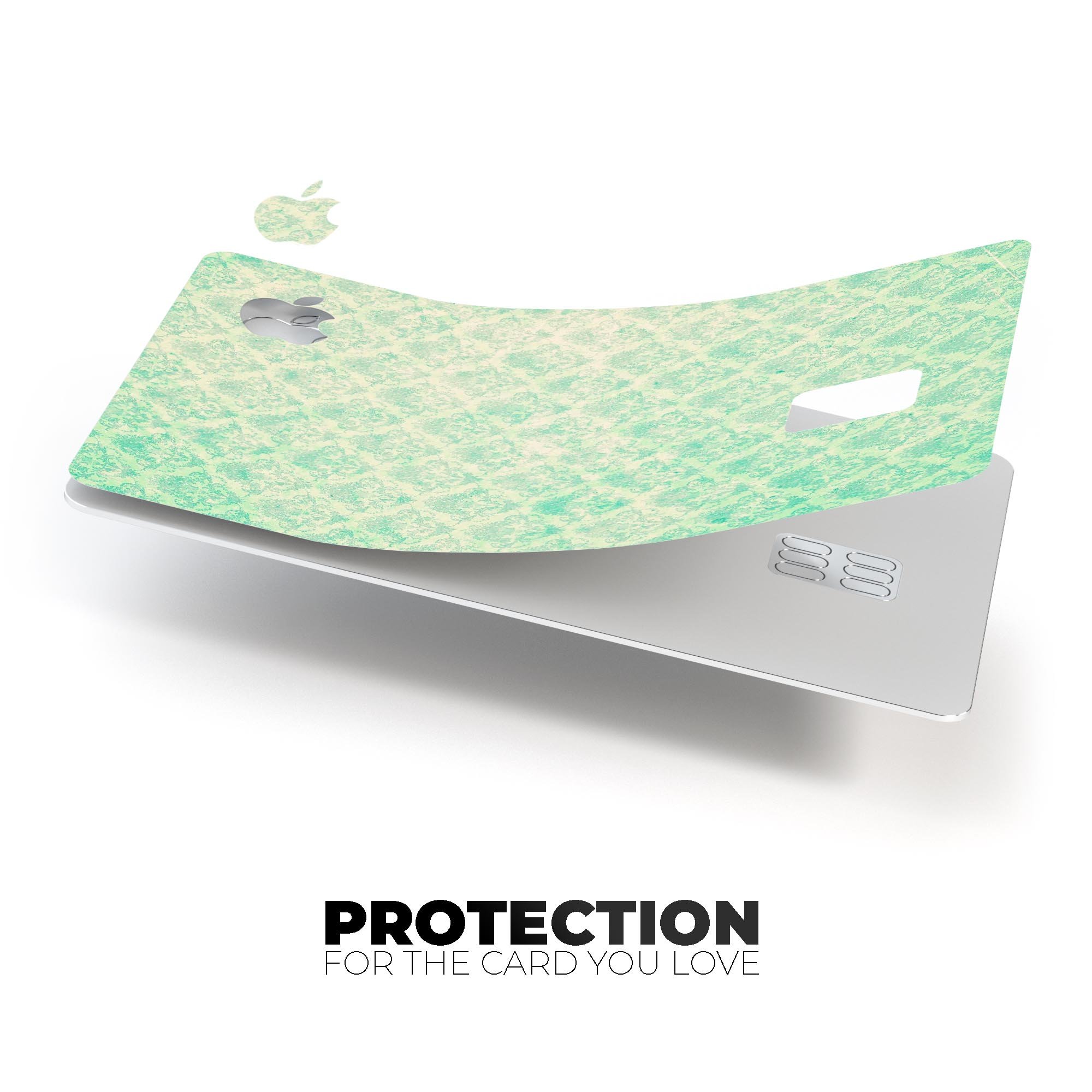 Micro Faded Teal Rococo Pattern skin for Apple Card, showcasing its elegant design and premium quality.