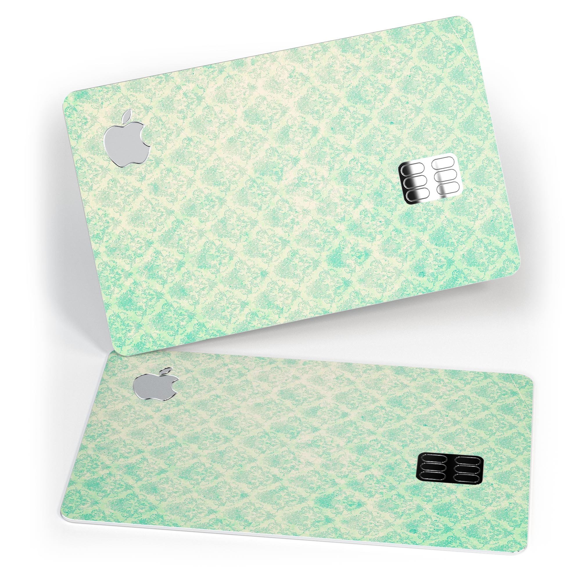 Micro Faded Teal Rococo Pattern skin for Apple Card, showcasing its elegant design and premium quality.