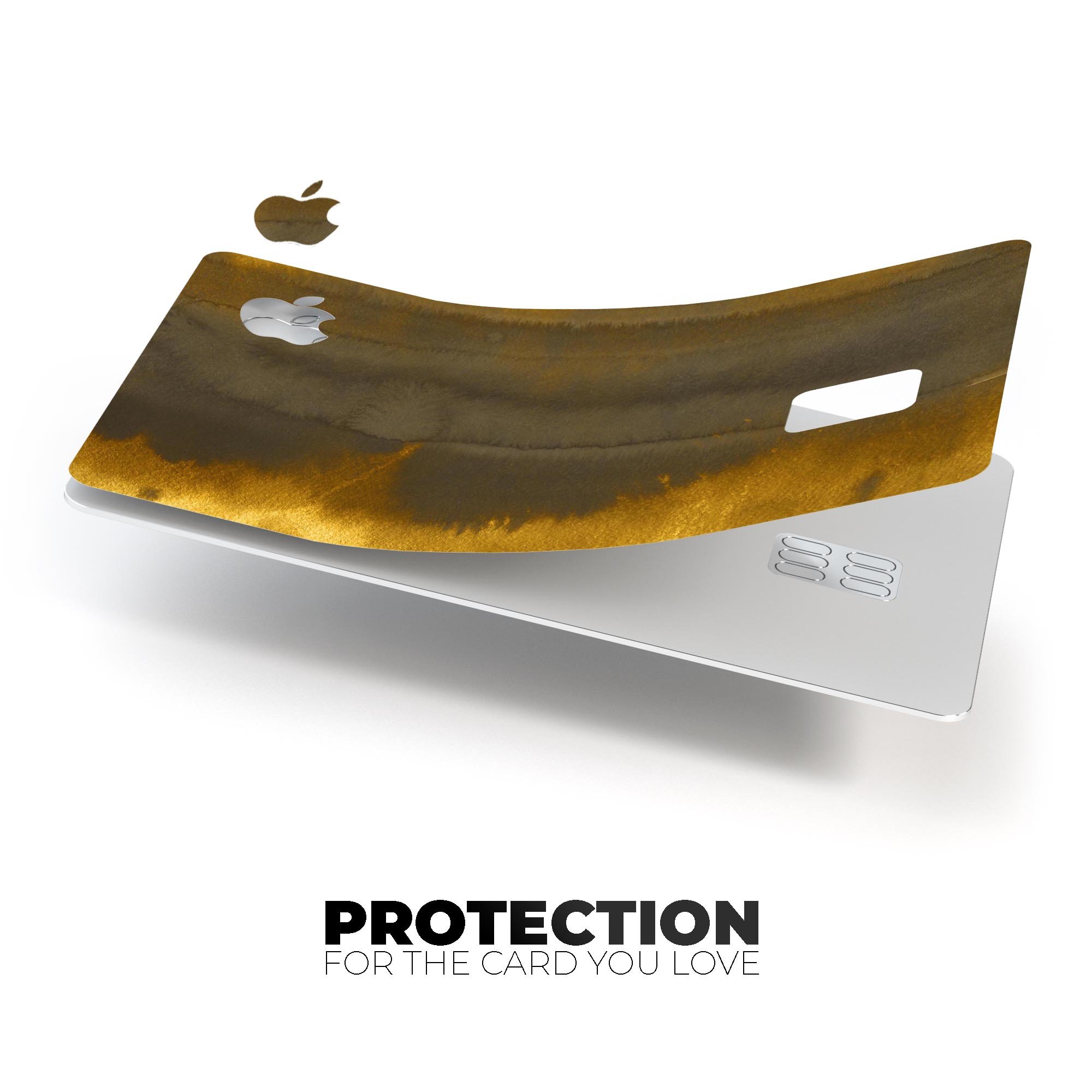 Micro Golden Covers decal skin-kit for Apple Card, showcasing premium vinyl material and available finishes.