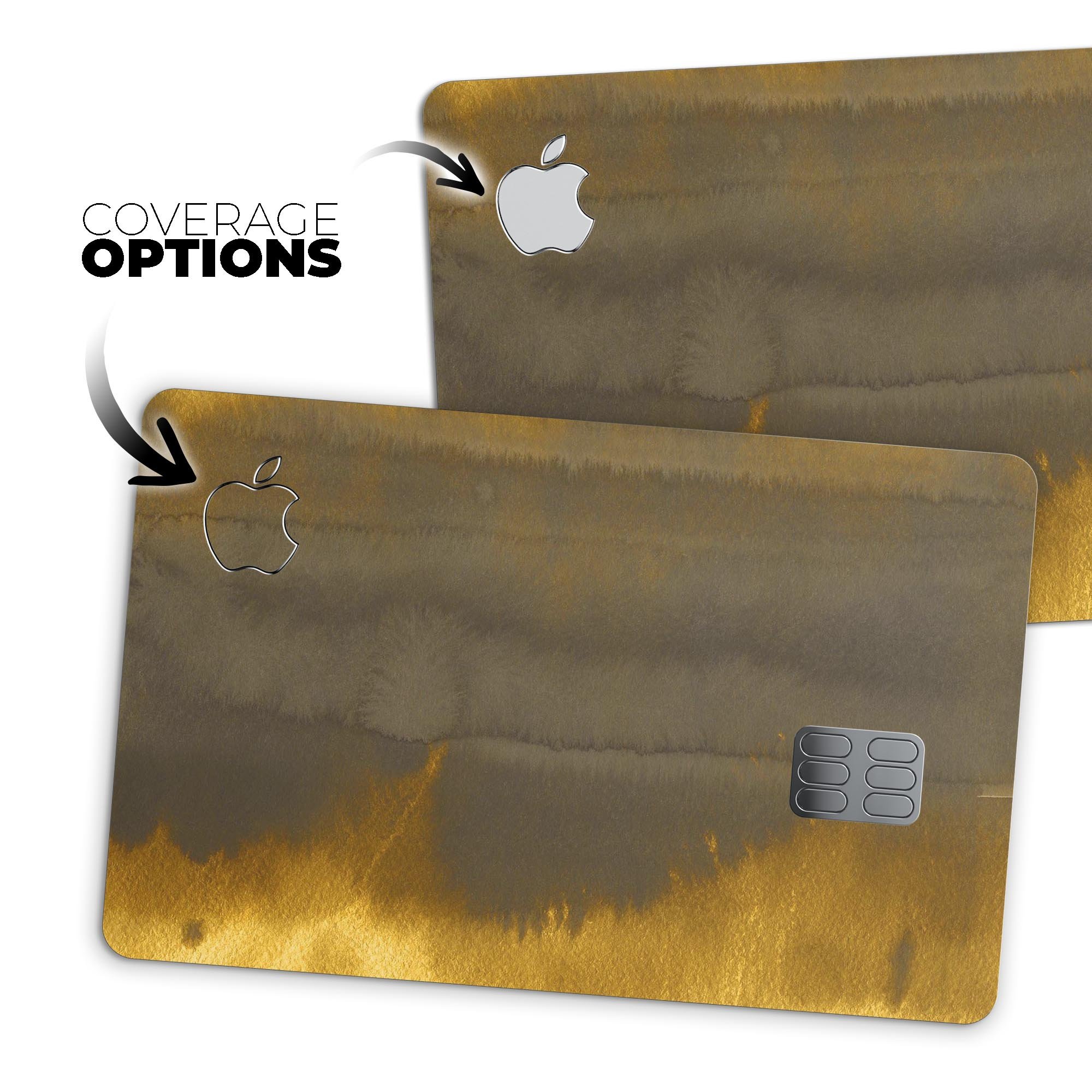 Micro Golden Covers decal skin-kit for Apple Card, showcasing premium vinyl material and available finishes.