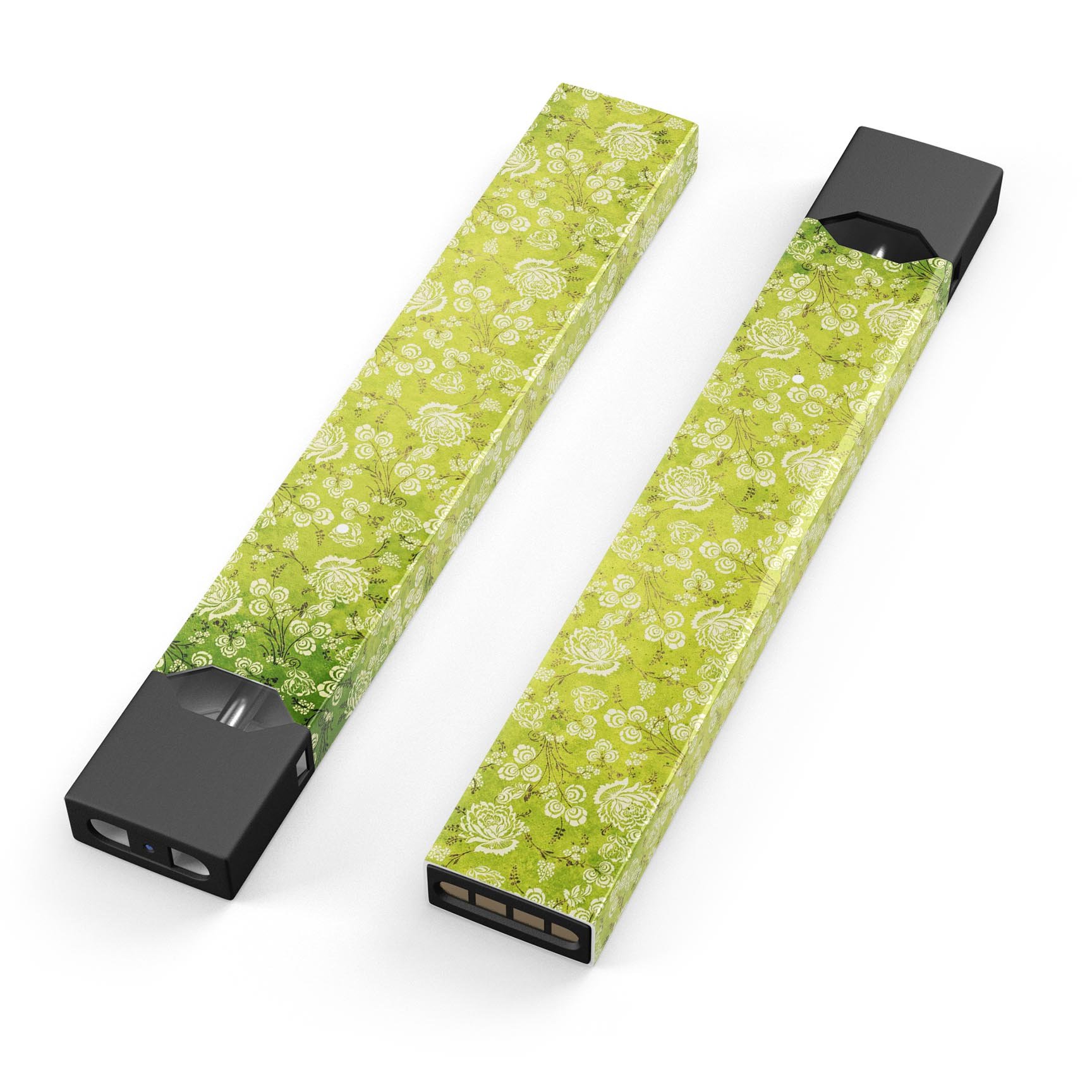 Micro Green Rose Pattern decal skin for JUUL vaping device, showcasing vibrant floral design and protective features.