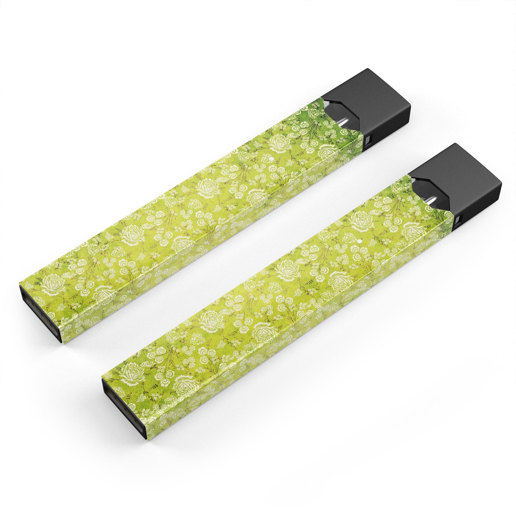 Micro Green Rose Pattern decal skin for JUUL vaping device, showcasing vibrant floral design and protective features.