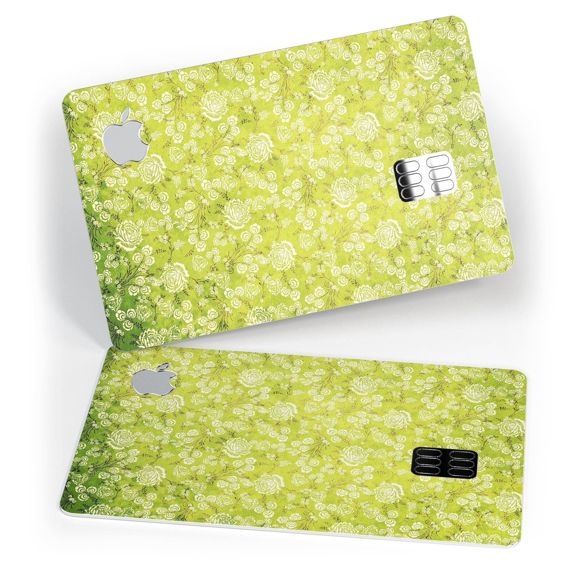 Micro Green Rose Pattern decal skin for Apple Card, showcasing vibrant colors and a protective design.