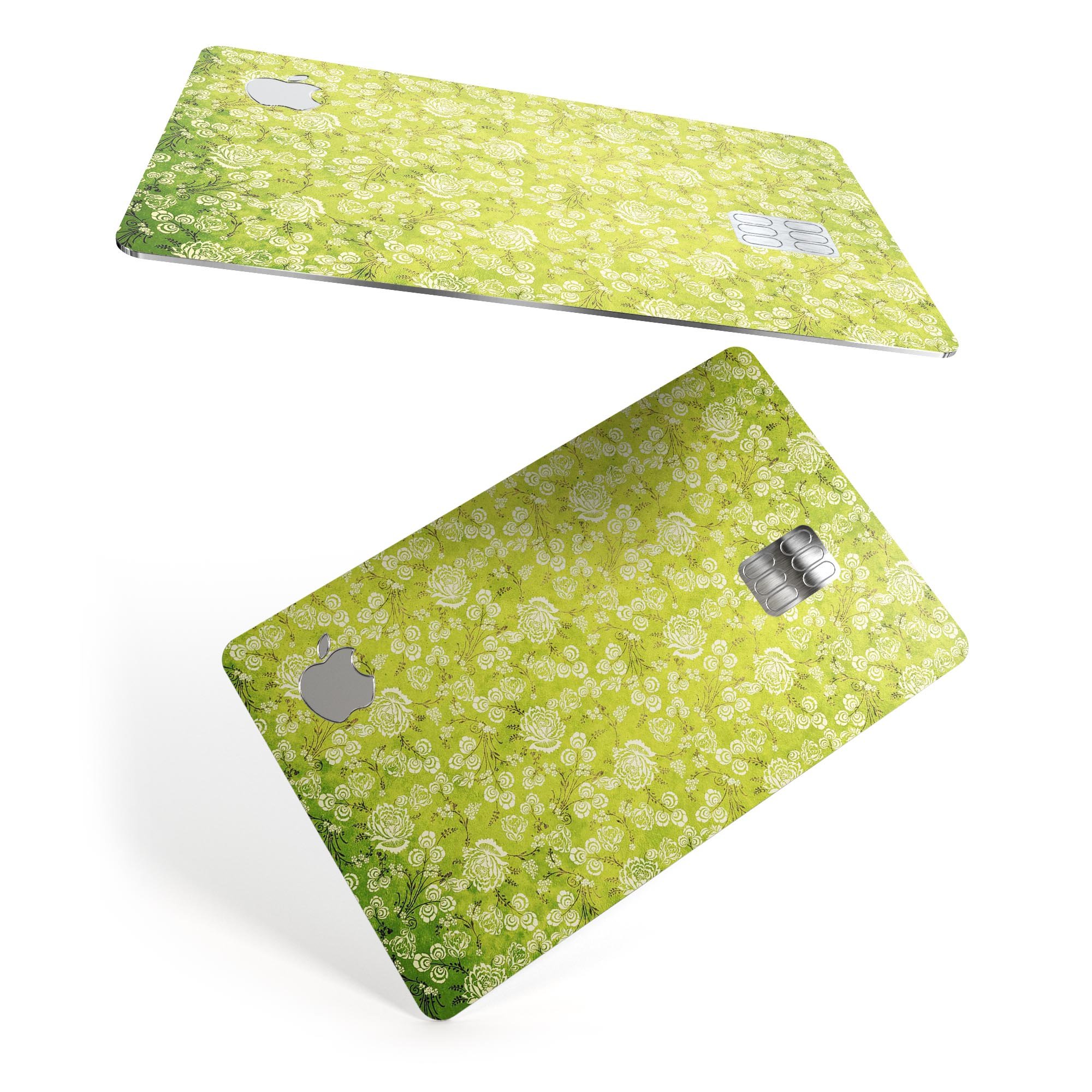 Micro Green Rose Pattern decal skin for Apple Card, showcasing vibrant colors and a protective design.