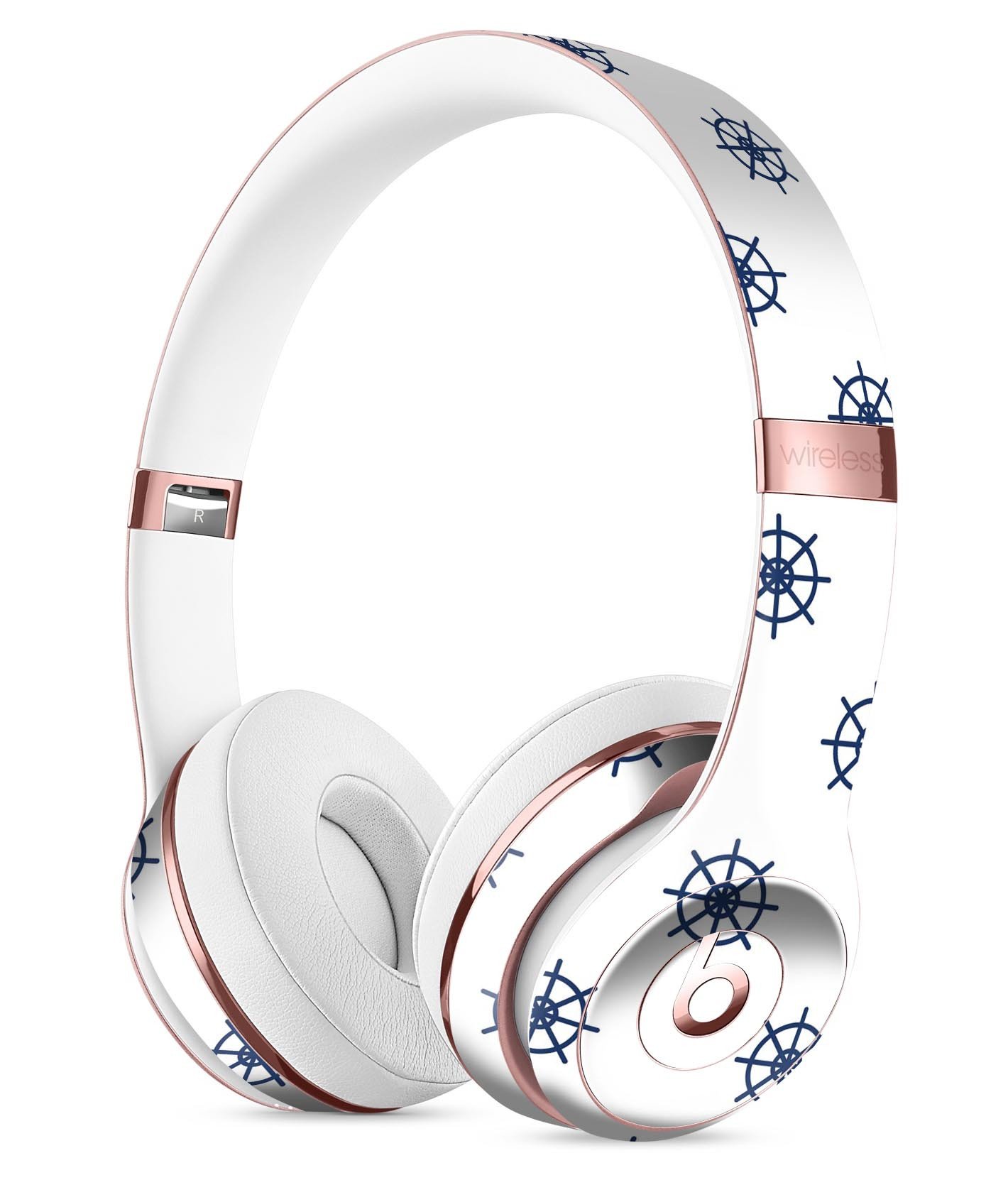 Micro Nay Ship Wheels Skin Kit for Beats by Dre Solo 3 Wireless Headphones, showcasing a stylish design over a white background.