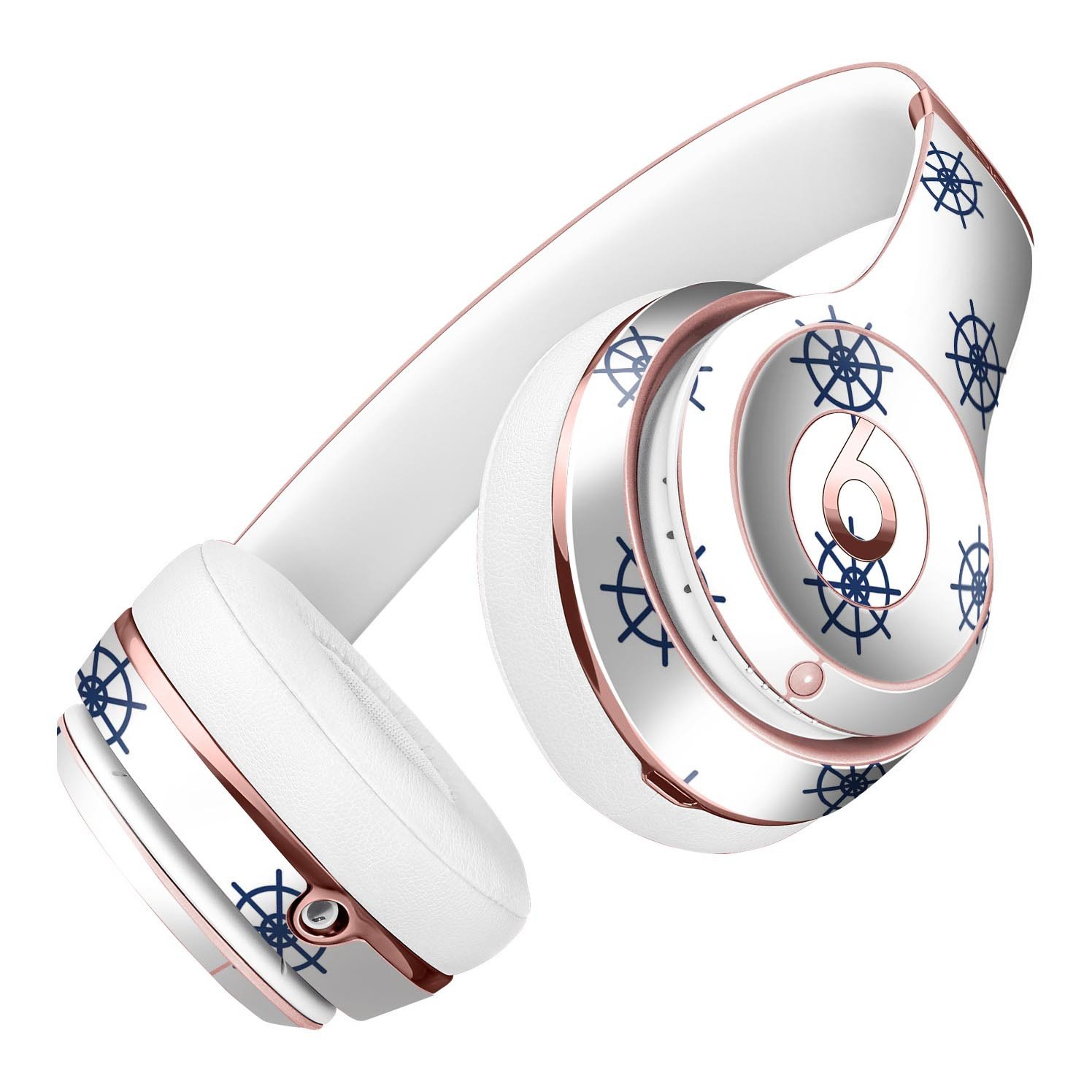 Micro Nay Ship Wheels Skin Kit for Beats by Dre Solo 3 Wireless Headphones, showcasing a stylish design over a white background.