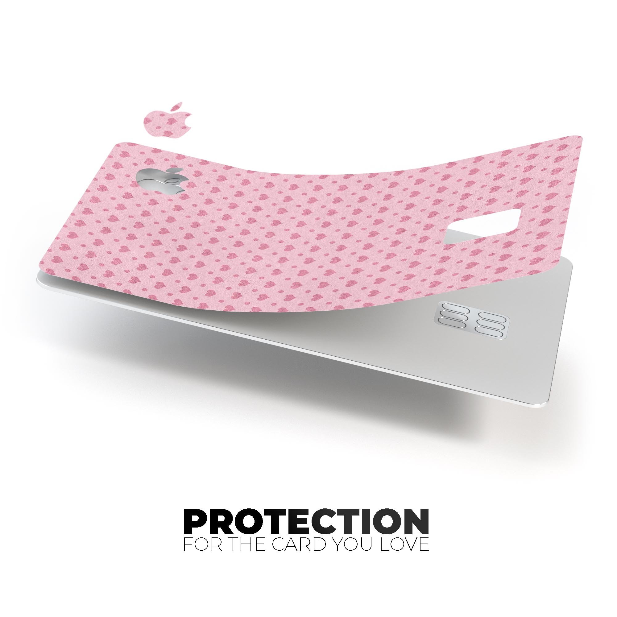 Micro Pink Hearts decal skin for Apple Card, featuring a pale pink background and vibrant heart design.